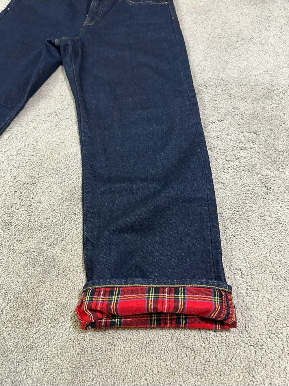 J. Crew Dark Wash flannel lined Jeans 36x30 NWOT